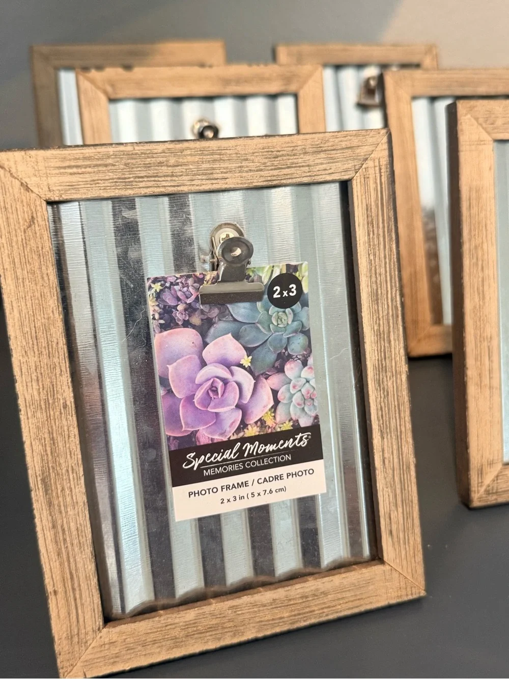 Wood Frame (Set of 8) with Silver Corrugated Backing
